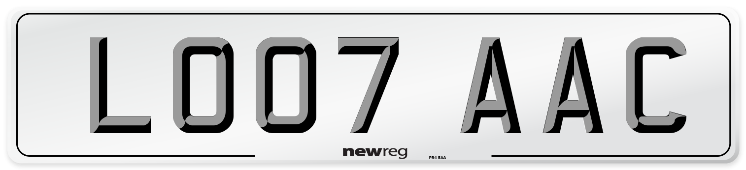LO07 AAC Number Plate from New Reg